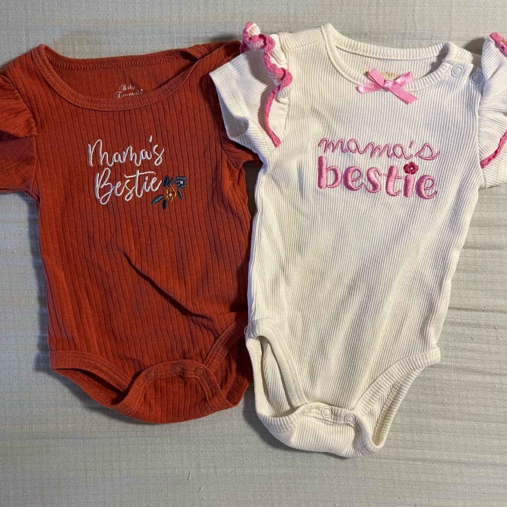 Mama's Bestie Kids One Pieces - Orange And White